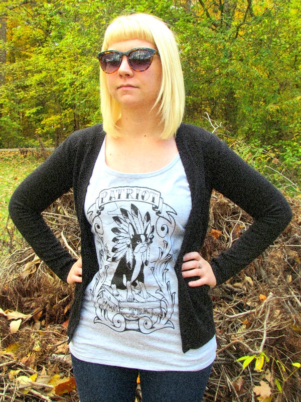 Women Boston Terrier Tea Party Grey Tank Shirt Available in S-M-L-XL-2XL FREE shipping