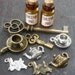 Wholesale Lot Steampunk key Alice in Wonderland necklace pendant charm Drink me bottle tea cup tea pot rabbit 10 antique silver bronze brass