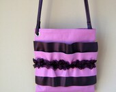 vinyl purse - tote with pink and purple ruffles and more purple ruffles