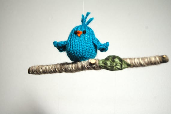 Bird Mobile - Woodland Modern Nursery Decor Mobile - Baby Nursery - New Baby Shower - Waldorf - Natural Fibers - Merino