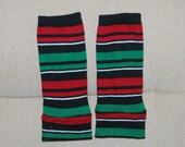 Red, Green, and Black Striped Christmas Baby Leg Warmers