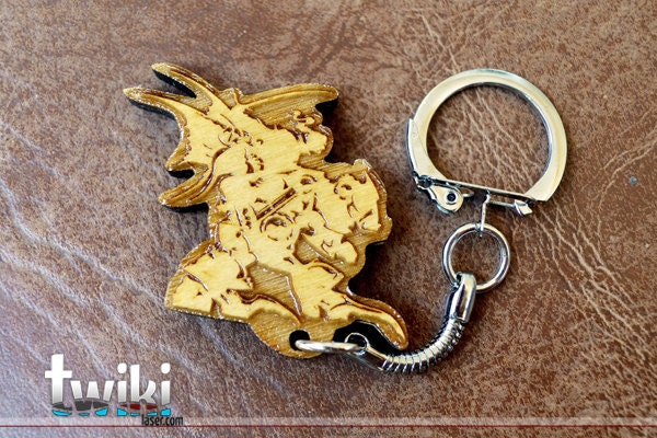 Laser cut and engraved Final Fantasy 6 logo Emblem wood keyring