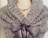 Wedding Shawl / Bride Bolero / Shrug / Bolero / Bridal Shawl / Grey Shawl / Custom Hand Knit / Grey Shrug