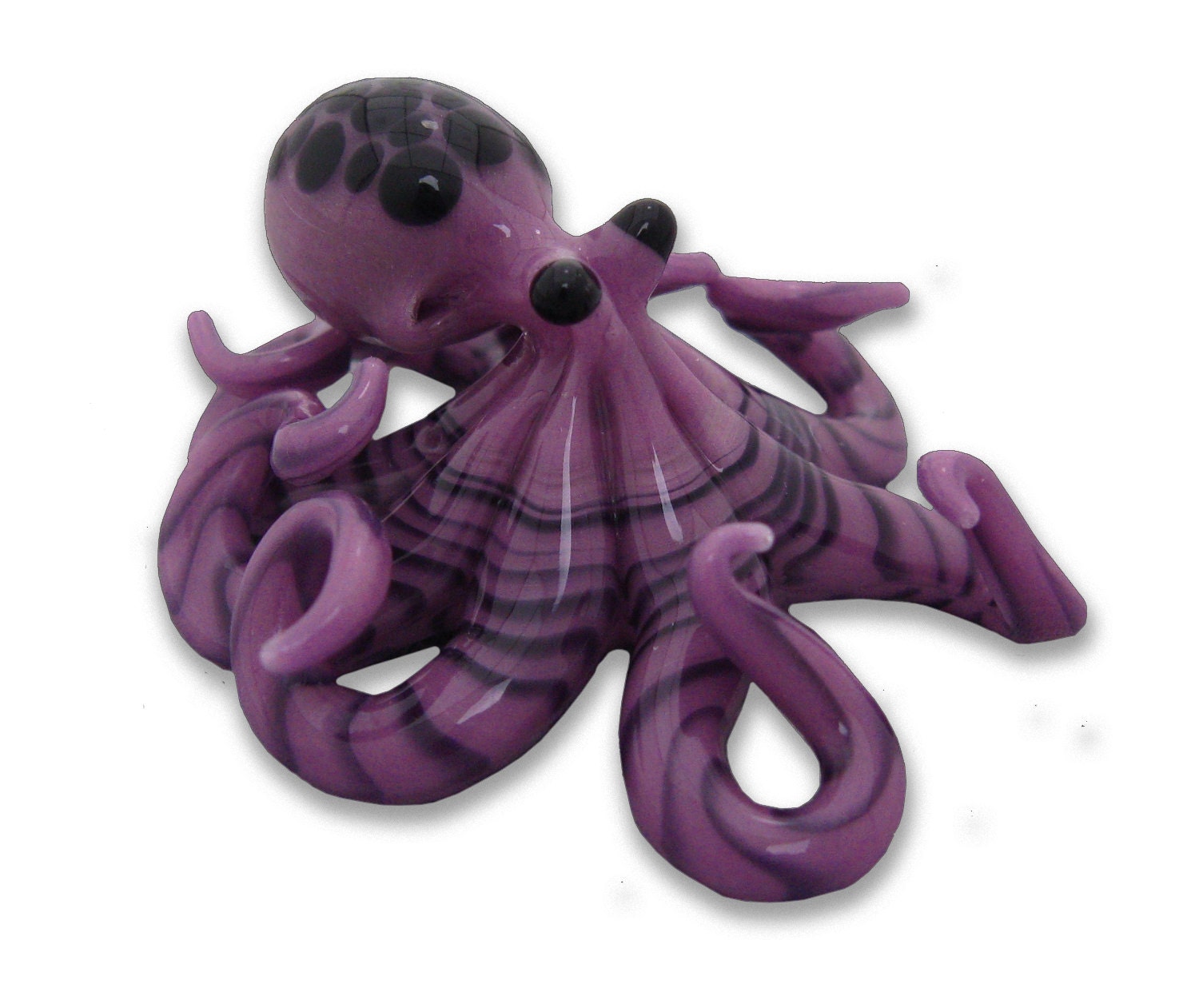 Small Glass Octopus pendant Purple Spotted