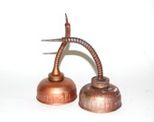 Gooseneck Oil Cans, Vintage, Flexible Neck, Copper Coated Steel, Rustic, Farmhouse