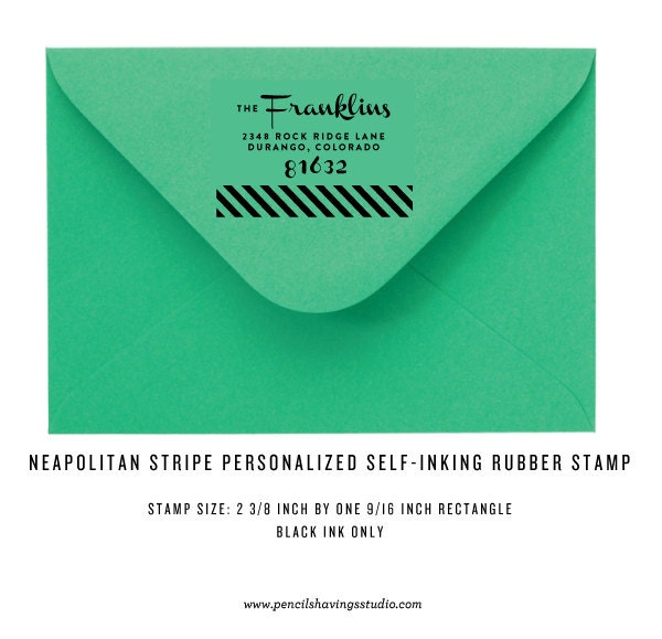 Personalized Address Stamp - Neapolitan Stripe  - Self Inking