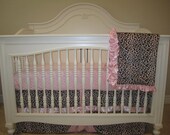 Pink Leopard Baby Bedding Set 3 Piece Crib Bedding Set-No Bumper