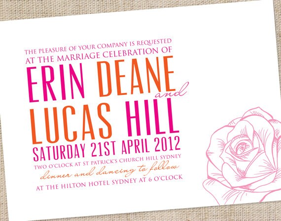 Printable DIY Wedding Invitation & RSVP Custom - English Rose Il_570xn