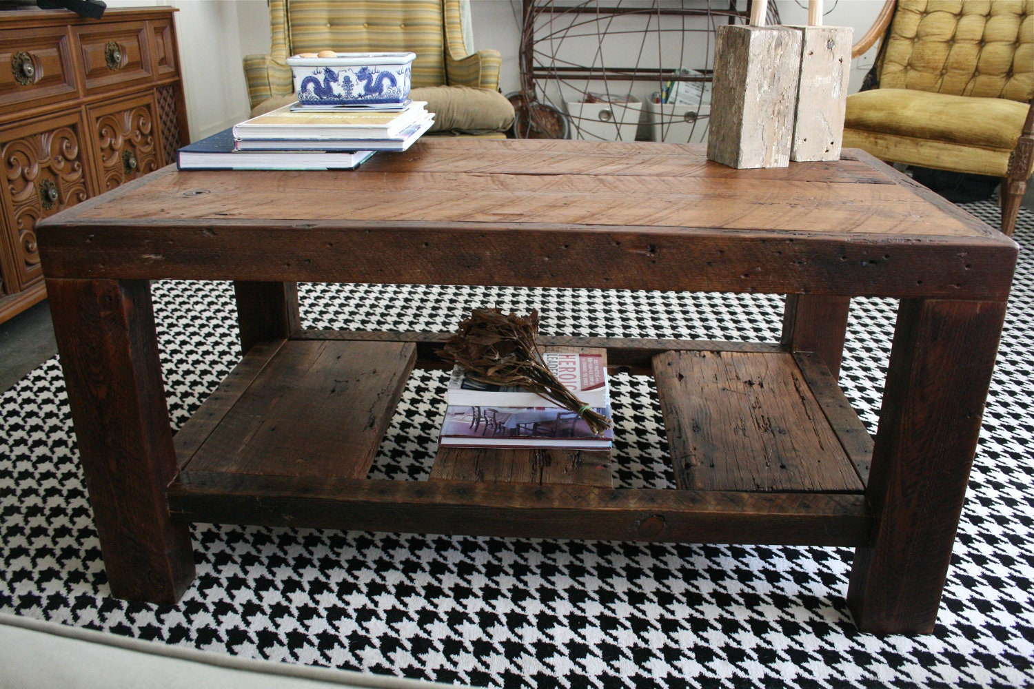 The Rustic Coffee Table Made From New Orleans Barge Board