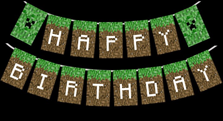 Minecraft Printable Happy Birthday Party Banner With Creeper 1800