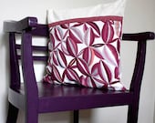 Mended Vintage Handmade Purple Leaf Kasuri Wool and Cotton Mix Cushion Cover/Pillow Sham. Size 18 x 18''