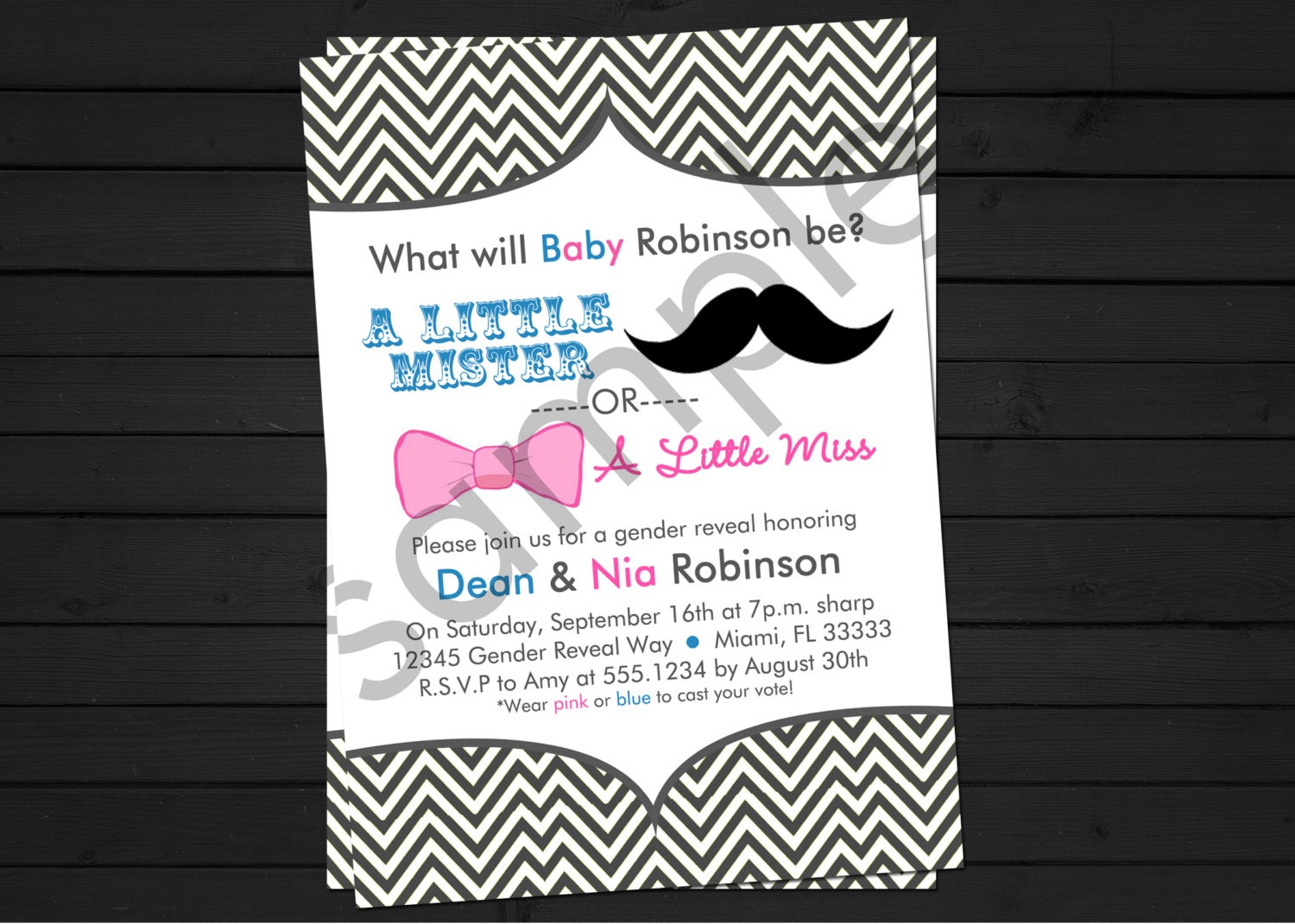 Little Mister OR Little Miss Gender Reveal Invitation Digital File YOU-PRINT Il_170x135