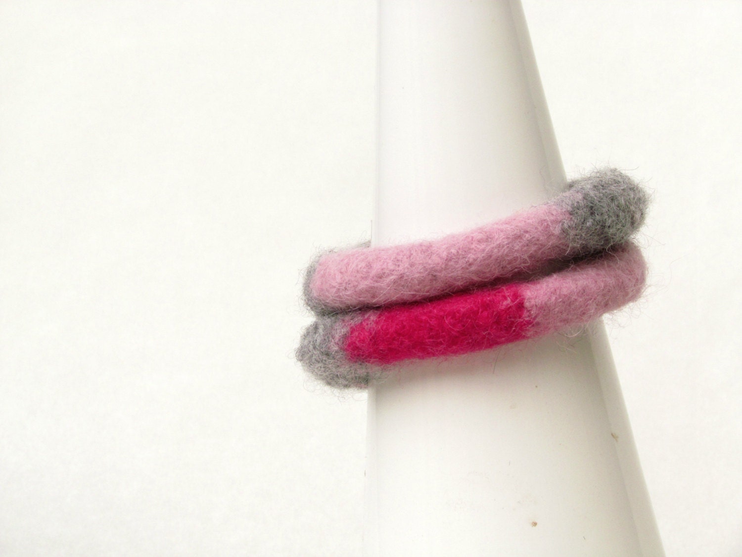 Woman pink bangles - eco-friendly bangles - fall accesories - teen pink grey - soft jewelry - CHOOSE ONE