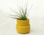 Felted bowl Mustard yellow  - Cozy little storage - block color nesting wool bowls set of two - air plant holder