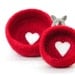 Felt storage Red Love - Cozy little vessel with heart - block color nesting wool bowls - mother day gift