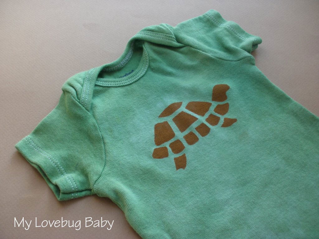 Green Turtle Onesie - Hand Dyed & Painted