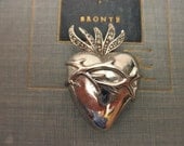 silver heart pin- rhinestones, immaculate heart