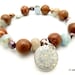 Silver Charm Beaded Bracelet - Rich Caramel Opal Stones with Aquamarine and Freshwater Pearls And Silver Opal Swarovski, Free shipping