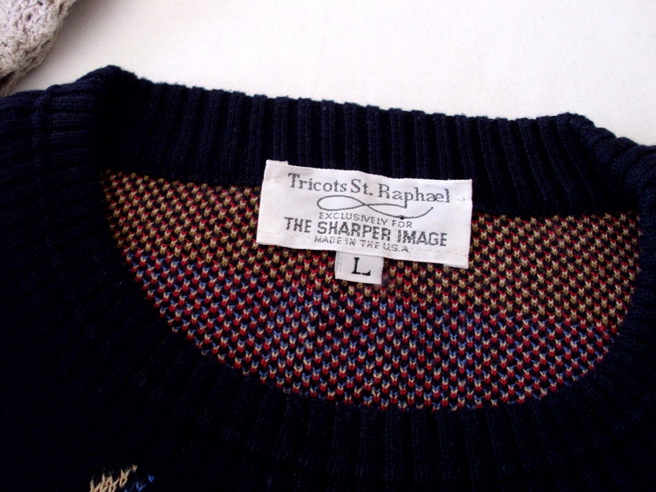 Vintage Golf Print St.Raphael Men Sweater Large XL Made in USA