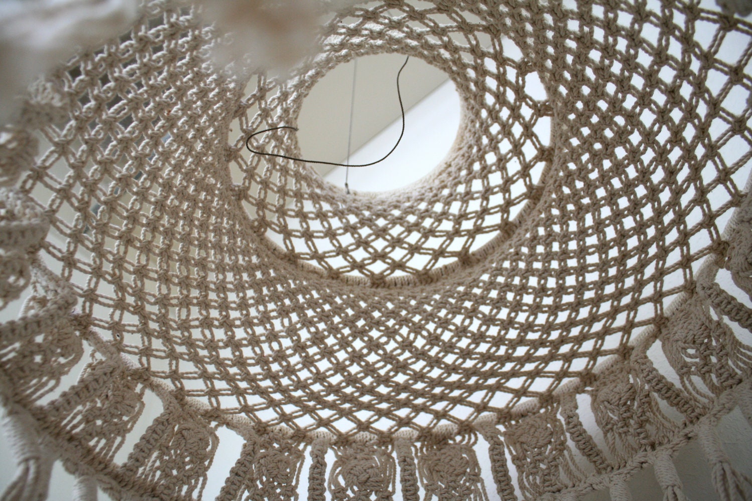 70s Macrame hanging lantern