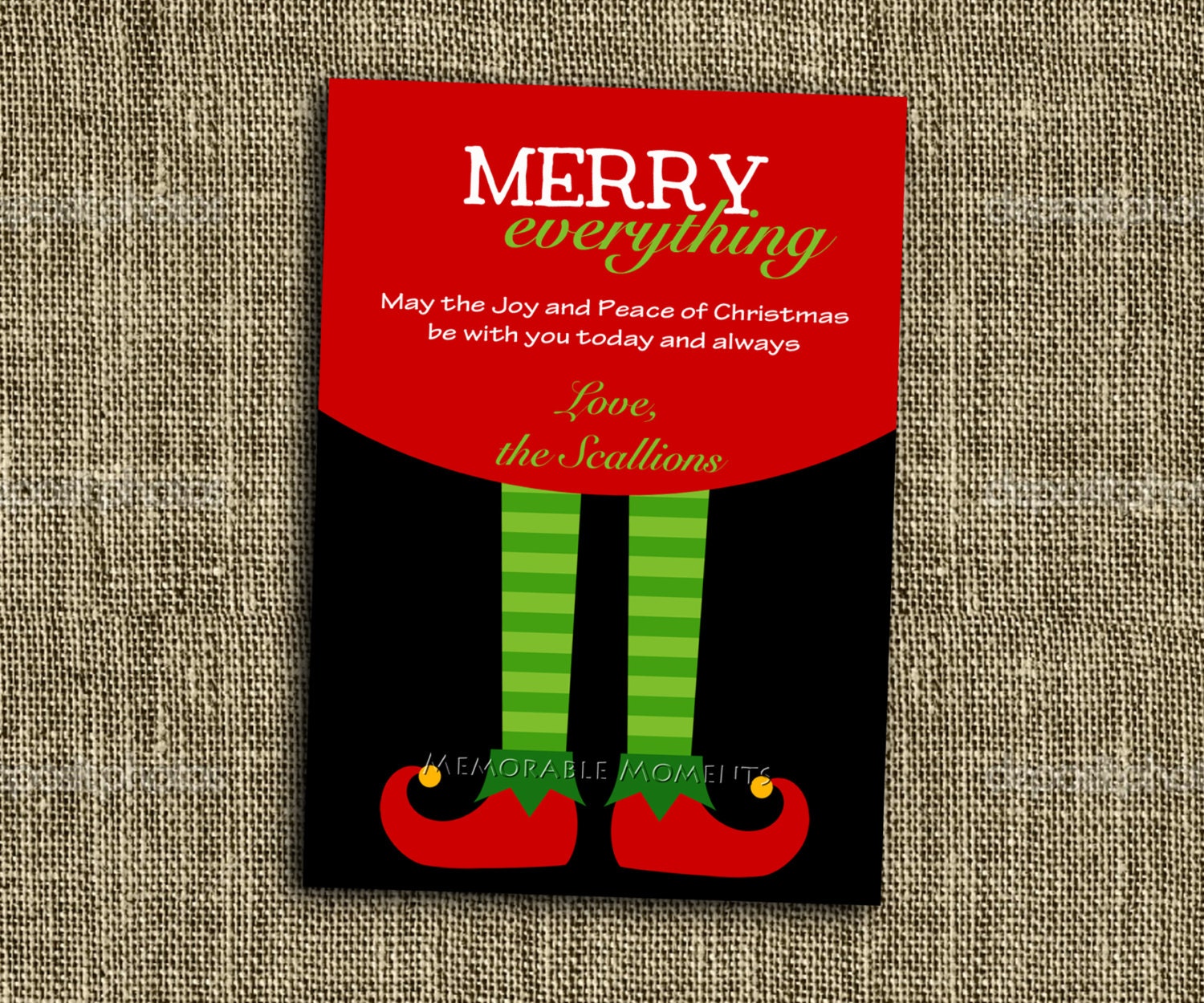Custom Printable Merry Everything Fun Elf Feet Photo Card - Merry Christmas - Holiday Party Invitation - Memorable Moments Studio