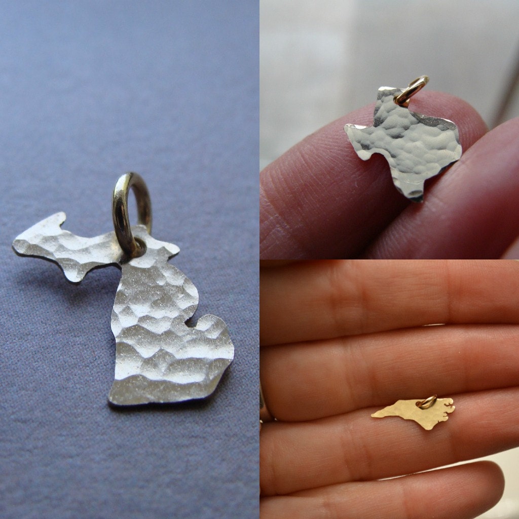 Tiny 14K Gold Custom State/Country Pendant