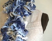 Scarf - Ruffled - Navy/Light Blue/Tan/White - Nautical