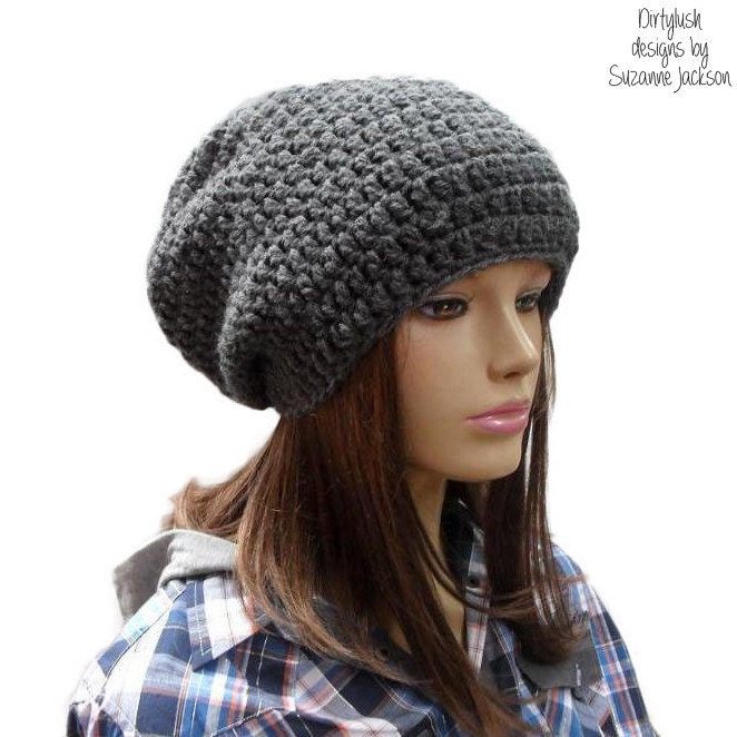 Charcoal slouchy beanie hat