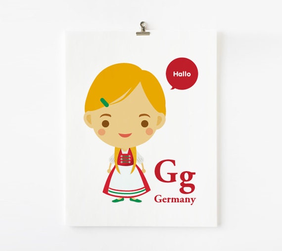 German boy / girl with tradtional costumes 8 x 10 Art print
