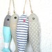 4 Fabric stuffed fish ornaments summer house décor nautical cute