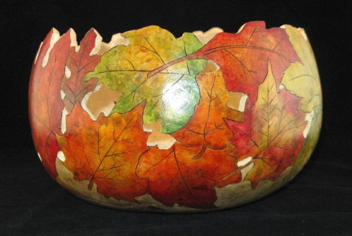 Tumbling Leaves Autumn Gourd Bowl