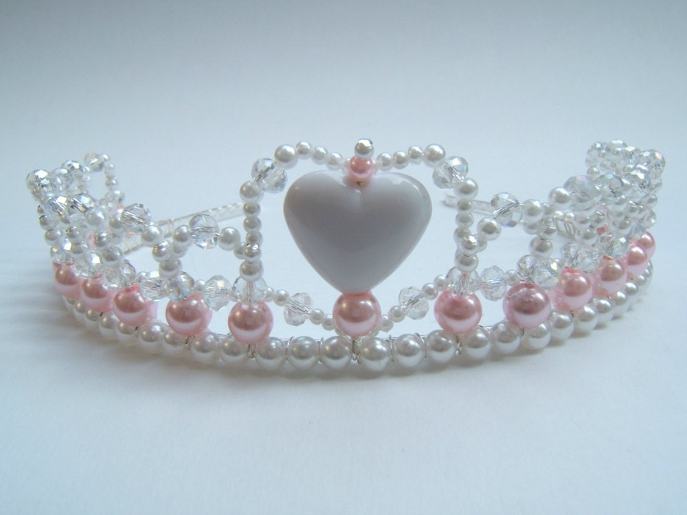 White and Pink I Heart You Child's Tiara