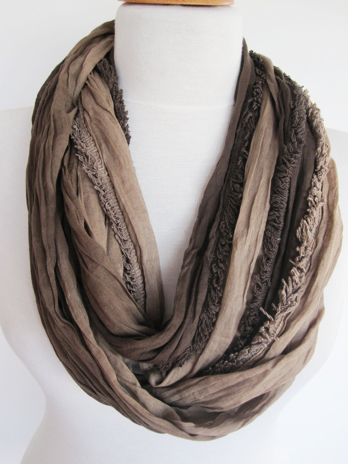 Brown / Beige Cotton  Scarf, Gift, Cowl
