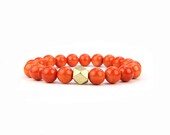 Stretch Bracelet Stacking Orange Gemstone Valentines Day Gift under 25