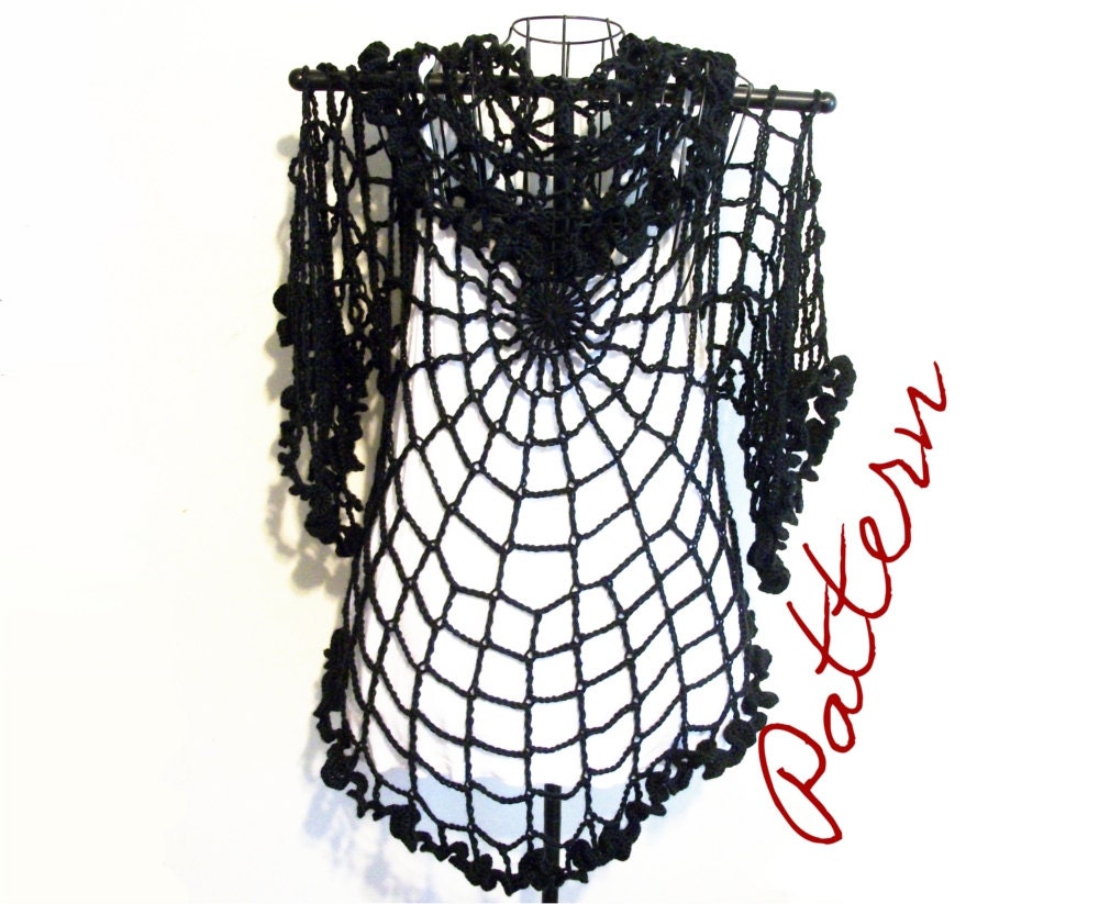 PDF Crochet Pattern: Spiderweb Lace Jacket/ Cardigan/ Shrug Gothic All Sizes Adult Instant Download