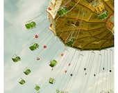 carnival photo print - whimsical fine art photography, swing, ride, chair, summer, fun, fly, nursery wall art - 16x16