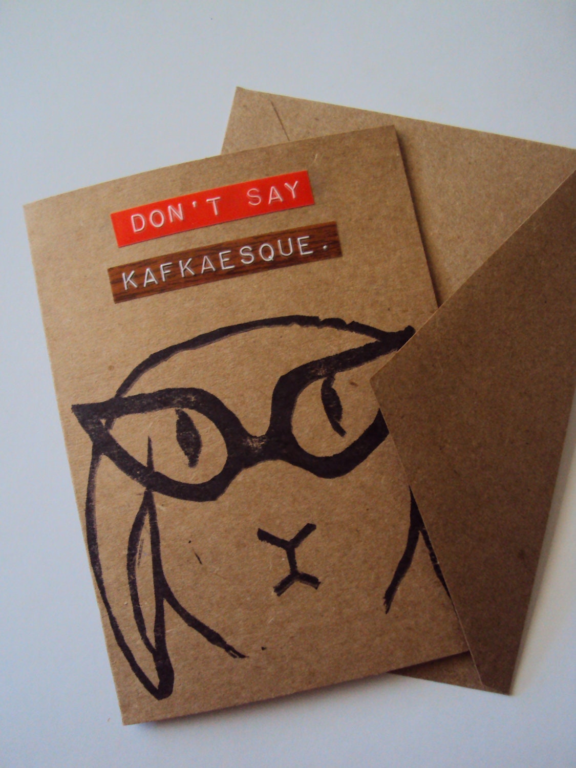 Kafkaesque. Handmade Rabbit Greeting Card