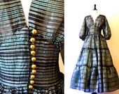 1940s Vintage Gown /  1940 Full Skirt Long Evening Dress / 40s Fashion