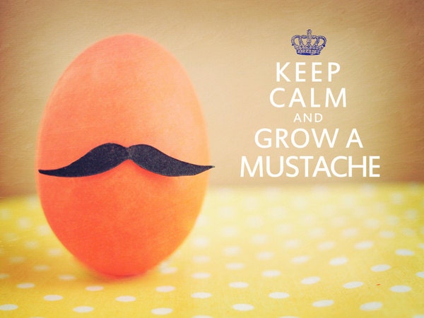 Keep Calm and Grow A Mustache. Fine Art Photography. Humor Print. Red Egg. Size A4