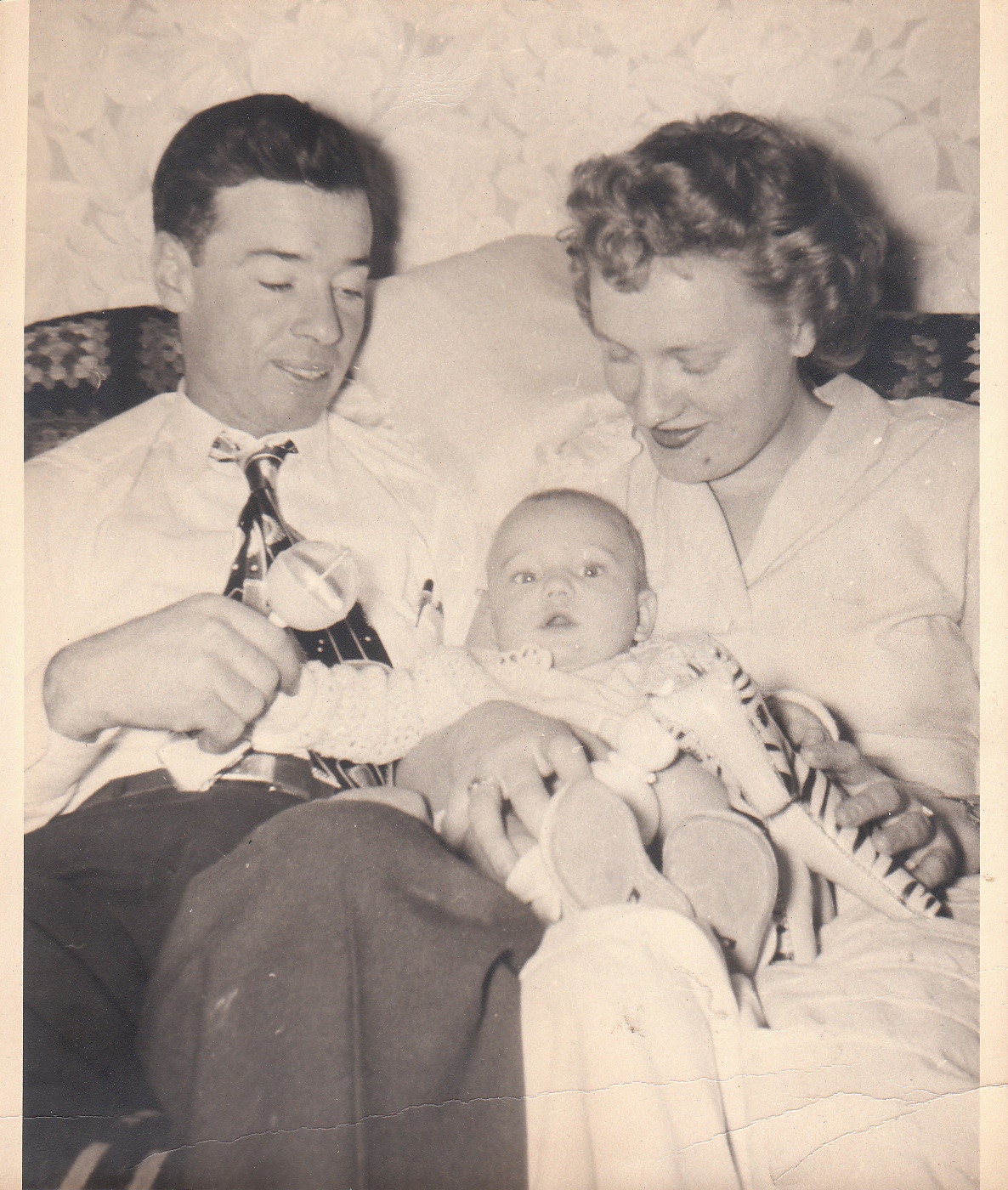 BIG -  Very Nice Vintage Photograph of  a man a woman and a baby