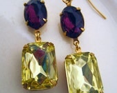 Yellow Earrings Dangle Earrings Purple Earrings Purple Amethyst Earrings Gold Earrings Wedding Jewelry Bridesmaid Gifts
