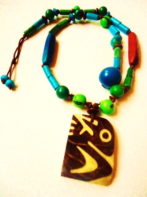 Eco-friendly - Boho- Tagua and Acai Seeds Necklace