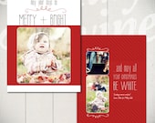 Christmas Card Template: White Christmas D - 5x7 Holiday Card Template for Photographers
