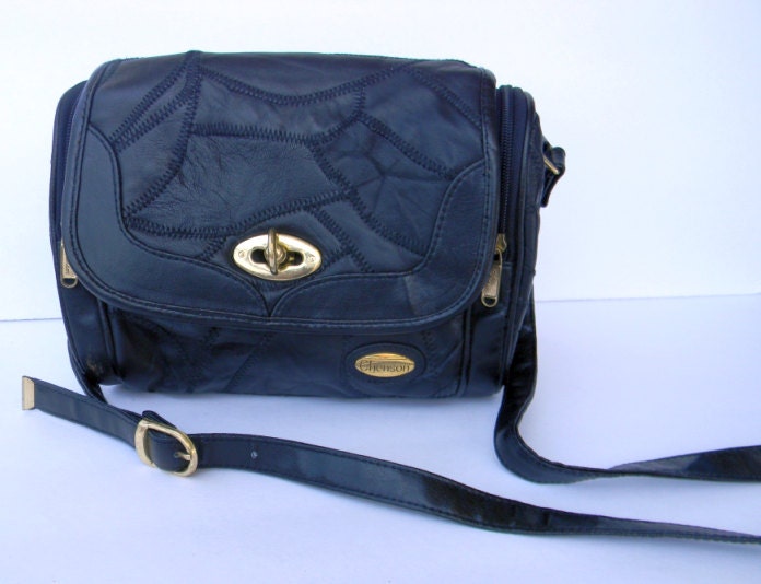 black leather patchwork purse 90s vintage