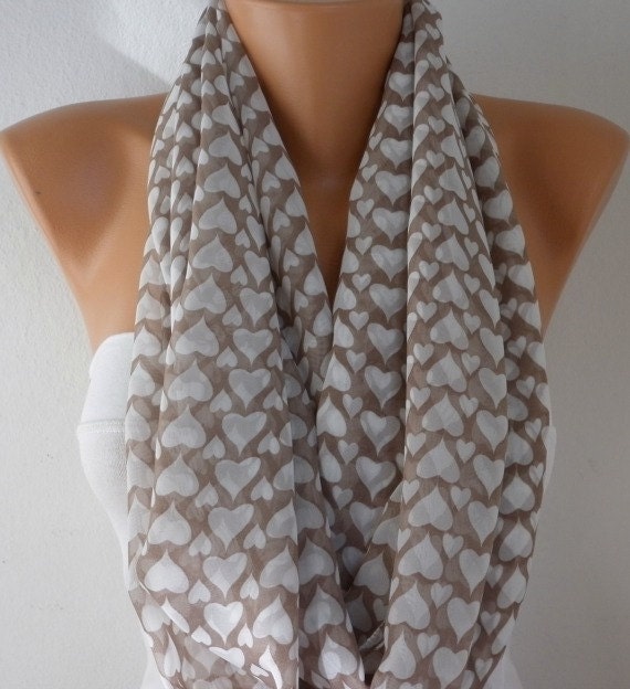 Infinity Scarf Shawl Circle Scarf  Loop  Scarf Gift -fatwoman - LOVE - Heart