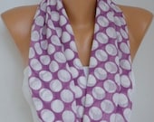 Polka dots - Infinity Scarf Shawl Circle Scarf Loop Scarf  Gift - Lilac fatwoman