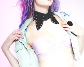 Latex, pointed, studded standing collar
