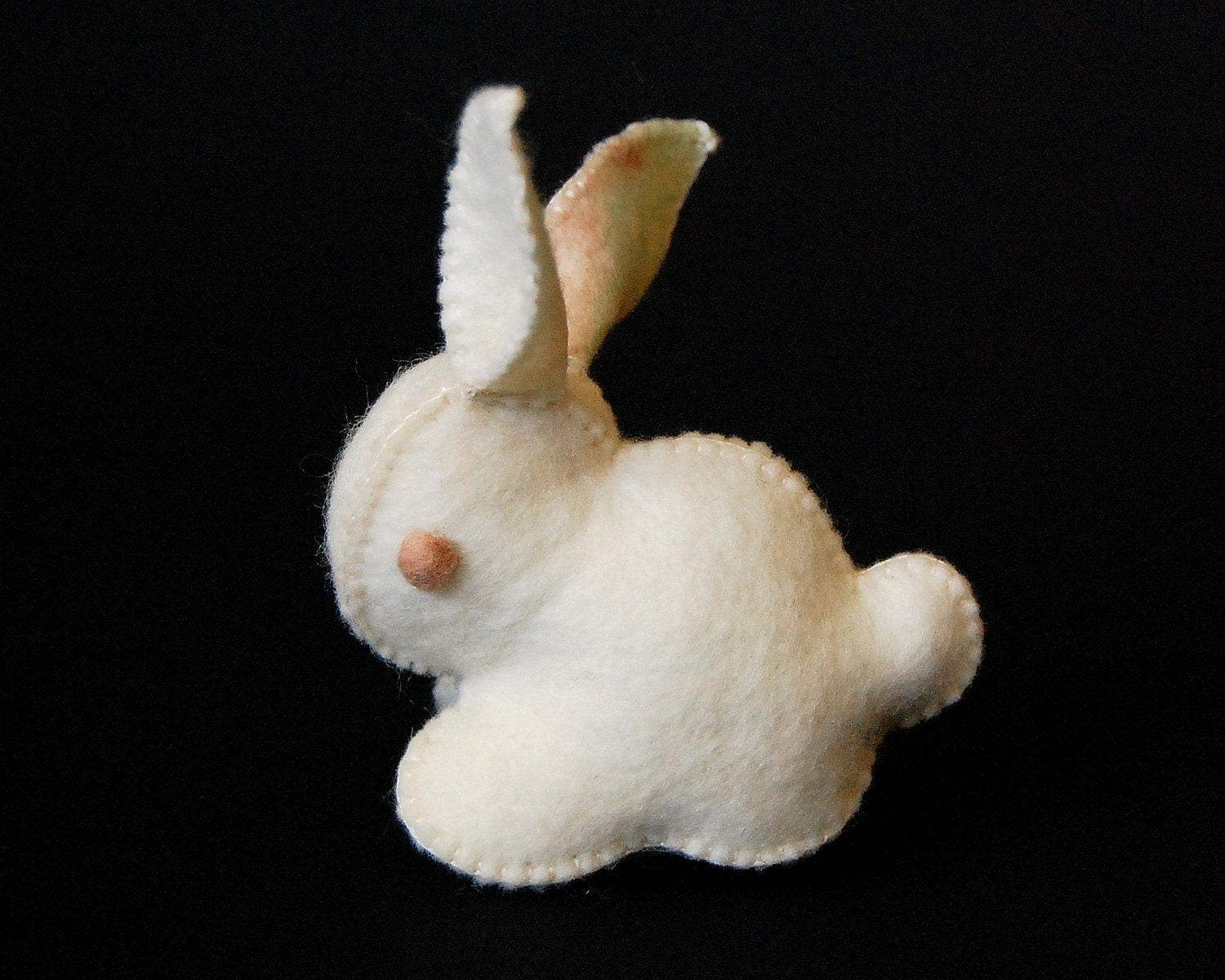 White Felted Bunny Rabbit Toy --Sweet BABY SHOWER GIFT-- Ecofriendly handmade felt animal