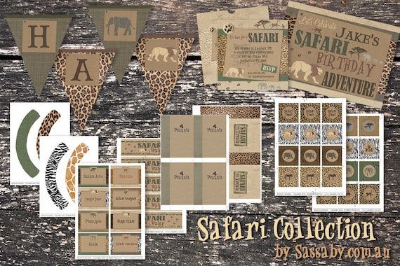 Safari Party Collection - Kids Birthday Party - DIY PRINTABLE FILES by Sassaby Il_570xn