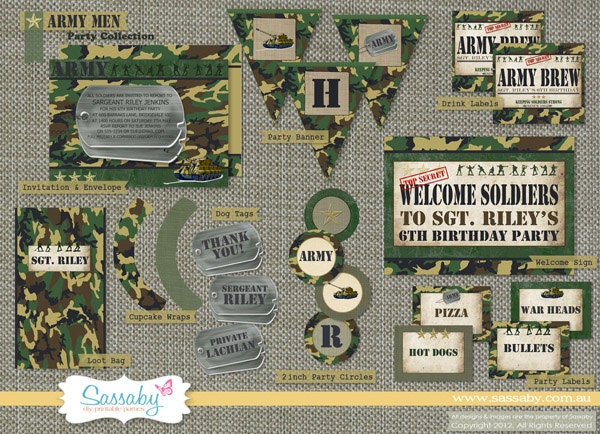 Army Men Party Collection - DIY PRINTABLE FILES - Boys Birthday Party Il_570xn